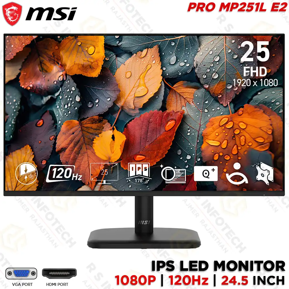 MSI PRO MP251L E2 24.5" FHD 120HZ 1080P IPS LED MONITOR