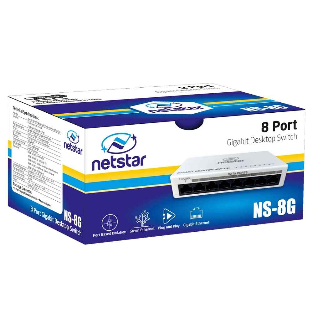 NETSTAR NS-8G 8-PORT GIGABIT SWITCH | 1-YEAR