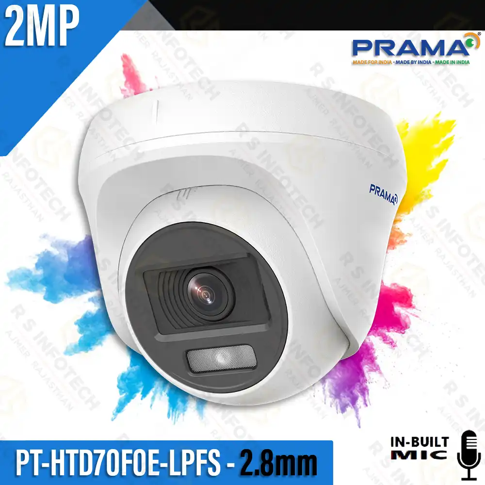 PRAMA PT-HTD70F0E-LPFS 2MP HD COLOR DOME CAMERA 2.8MM LENS