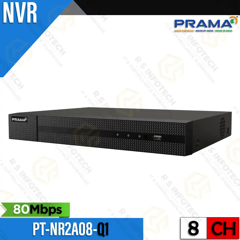 PRAMA PT-NR2A08-Q1 8CH NVR 80MBPS | 8MP SUPPORT