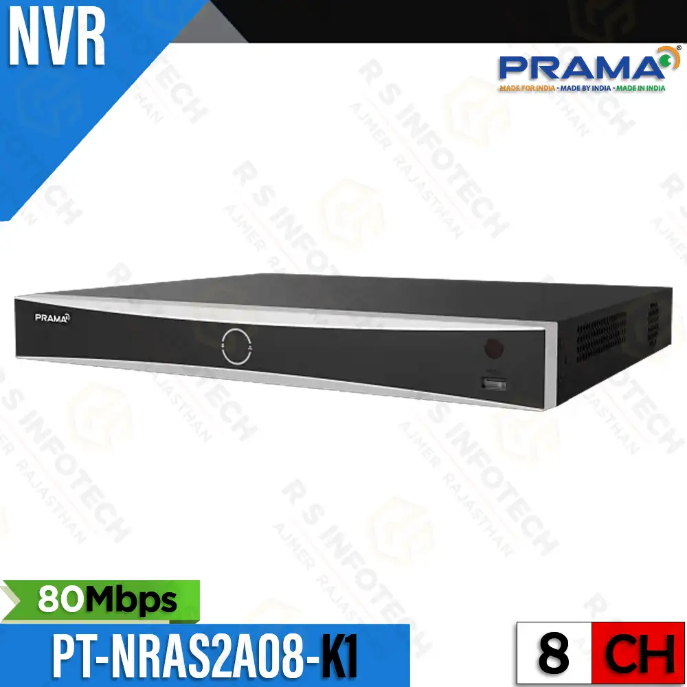 PRAMA PT-NRAS2A08-K1 8CH AI-SENSE NVR | 4K HDMI | H.265+