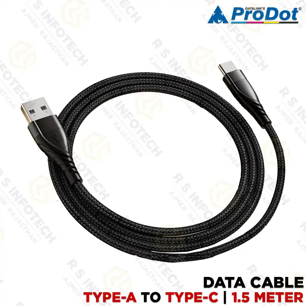 PRODOT TYPE-C TO A BRAIDED DATA CABLE 3A BOOST CHARGING 480MBPS | 1.5M LONG CABLE