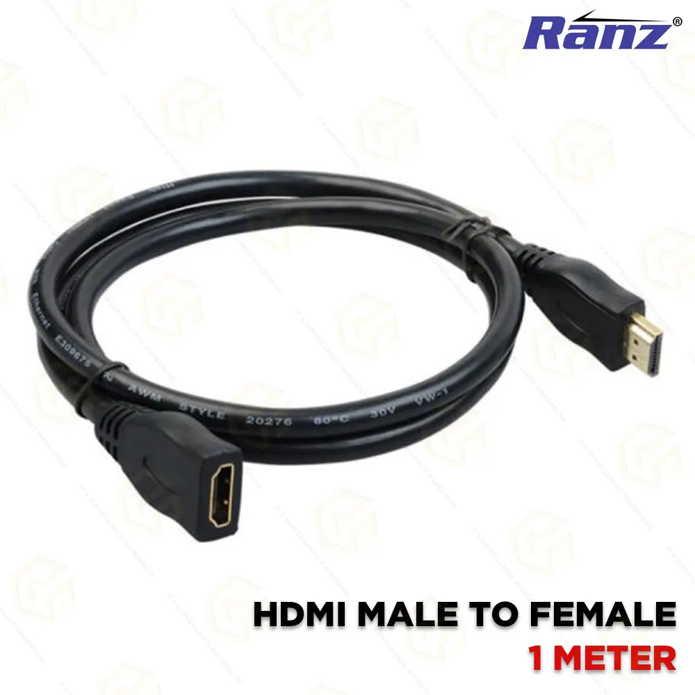 RANZ HDMI MALE TO HDMI FEMALE 1M