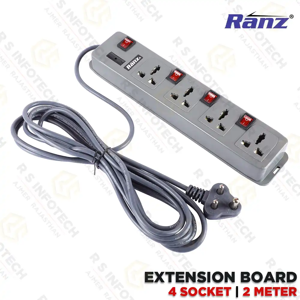 RANZ SPIKE BUSTER 2 MTR 4-WAY 4-SWITCH | POWER STRIP | SURGE PROTECTOR