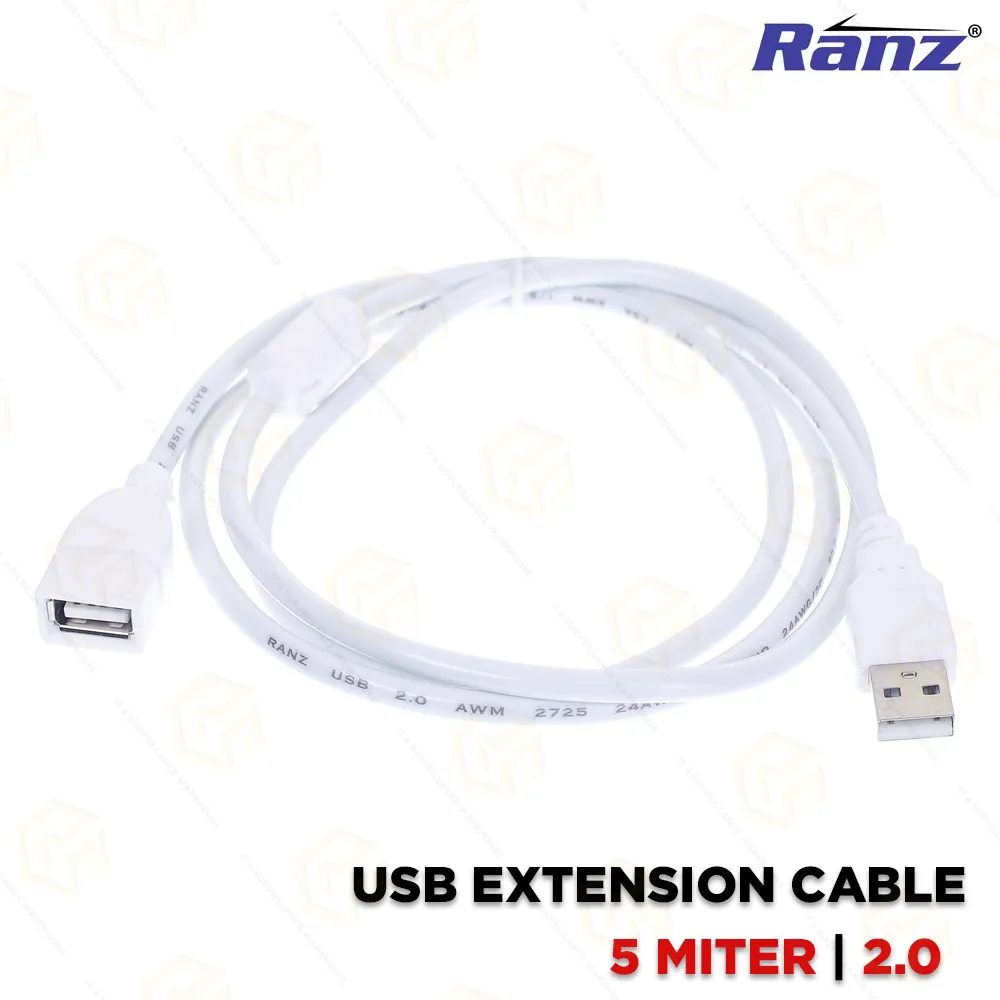 RANZ USB EXTENSION CABLE 5MTR 2.0