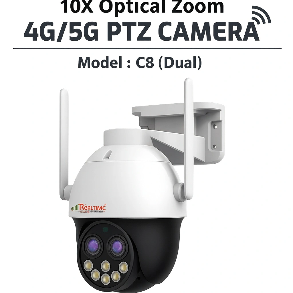 REALTIME C8 4G SIM BASED PT CAMERA | 4MP DUAL-LENS | SIM & LAN CONNECTIVITY (1YEAR)