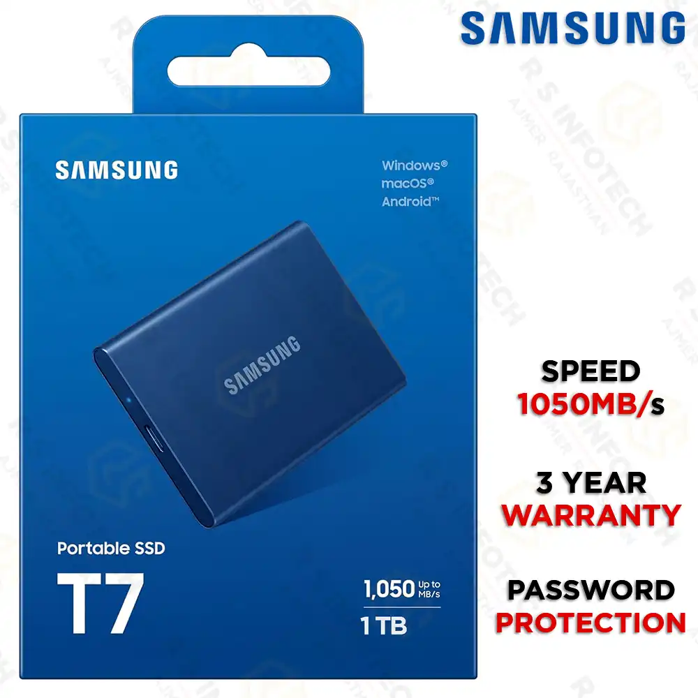 SAMSUNG T7 1TB PORTABLE SSD USB 3.2 GEN2 | 1050MB/S NVME | TYPE-C