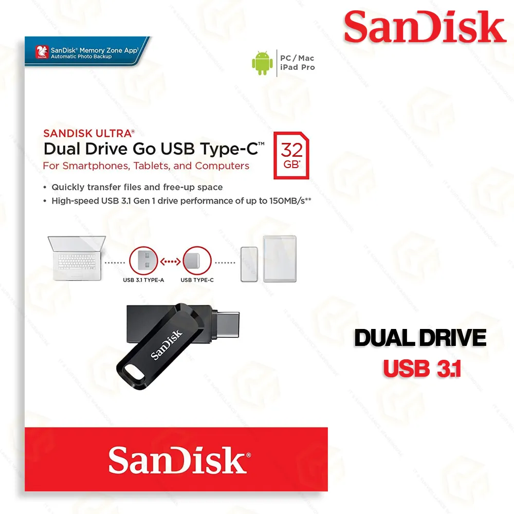 SANDISK 32GB DUAL TYPE-C PEN DRIVE