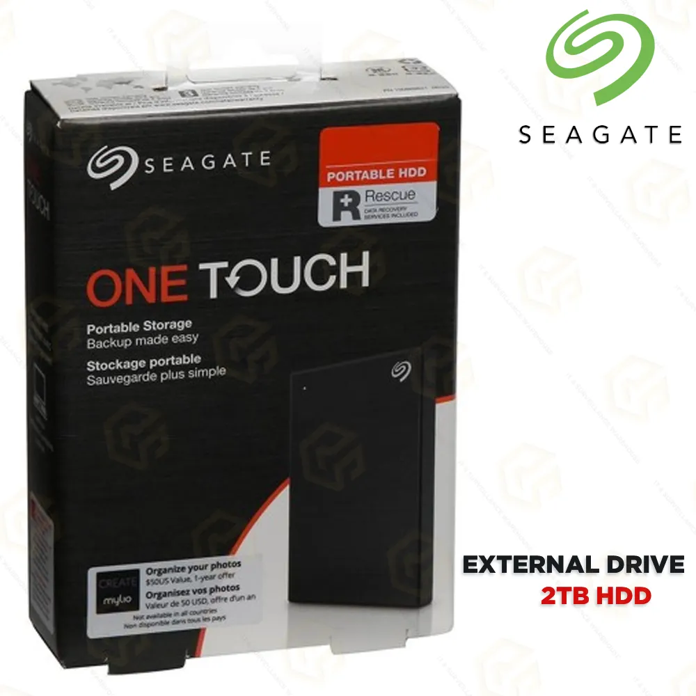 SEAGATE 2TB ONE TOUCH EXTERNAL HARD DRIVE (3YEAR)