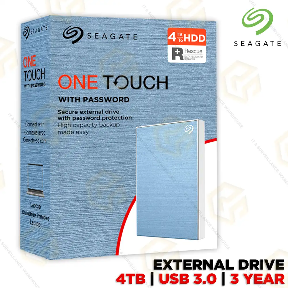 SEAGATE 4TB ONE TOUCH EXTERNAL HARD DRIVE 2.5" BLUE (3YEAR)