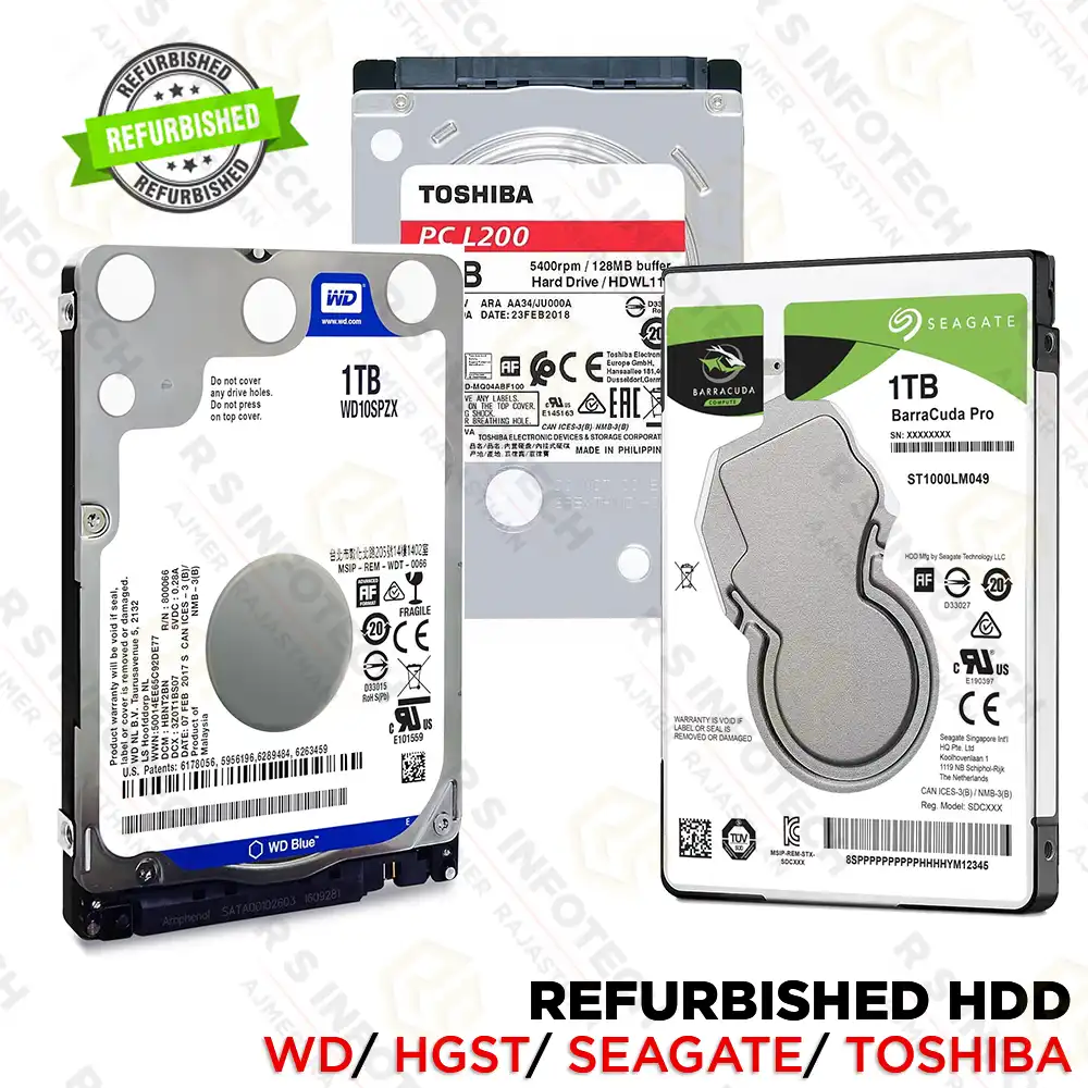 SEAGATE/WD/HGST/TOSHIBA 2.5" 1TB REFURBHISHED HARD DRIVE (ONE MONTH WARRANTY)