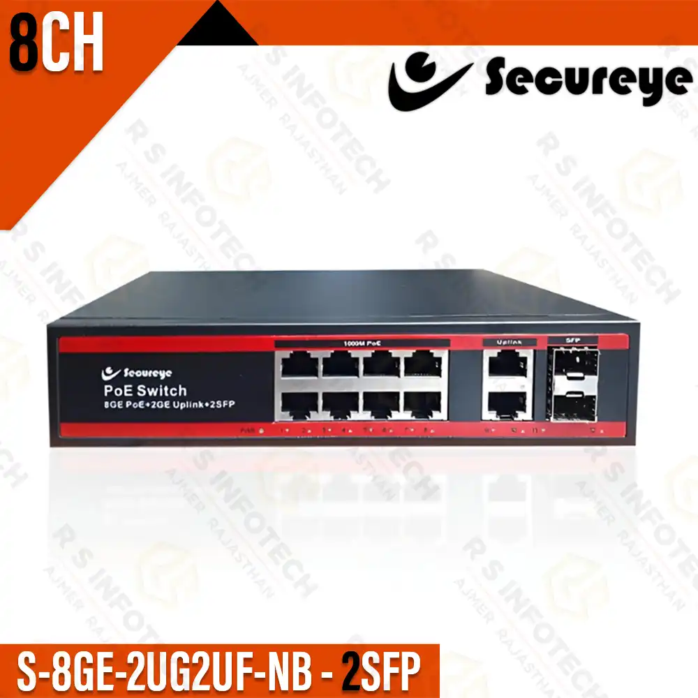 SECUREYE S-8GE-2UG-2UF-NB 8 PORT GIGA POE SWITCH WITH 2 UPLINK + 2SFP PORT