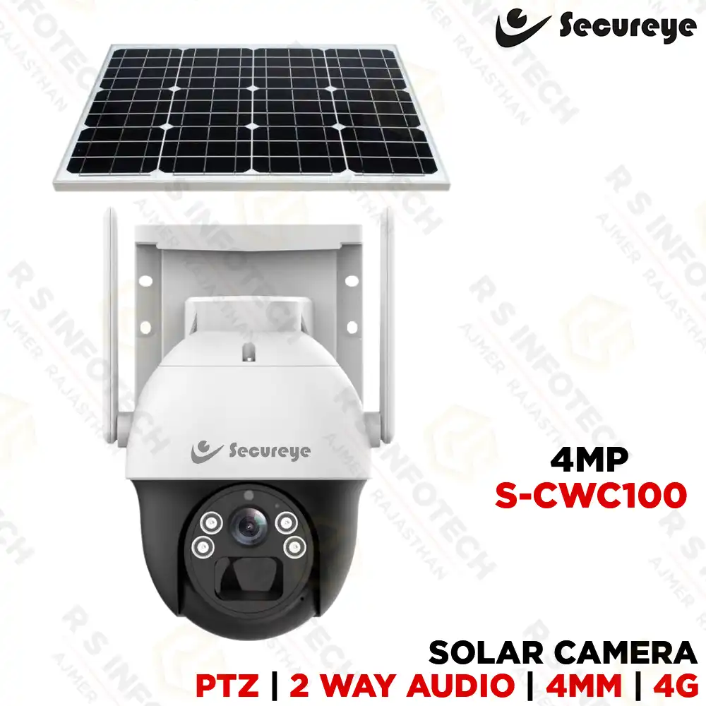 SECUREYE S-CWC100 SOLAREYE 4G SOLAR PT CAMERA WITH 4MP LENS & TWO-WAY AUDIO (2YR)