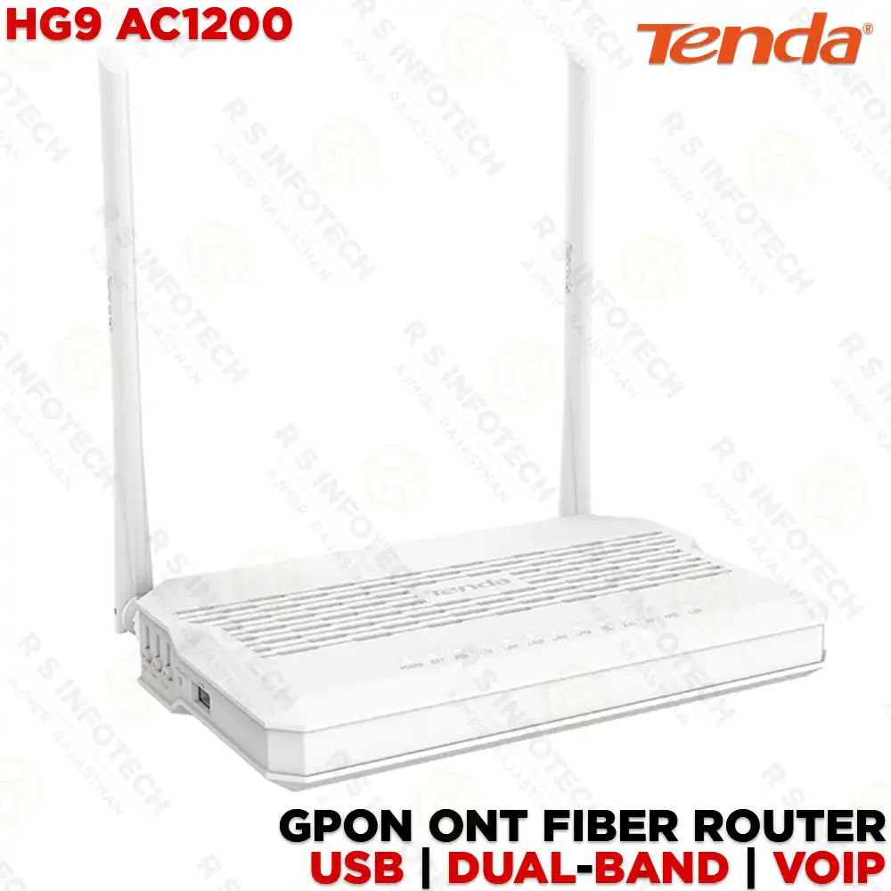 TENDA HG9 AC1200 GPON ONT FIBER ROUTER DUAL BAND | 4 LAN | VOIP | USB | (3 YEAR)