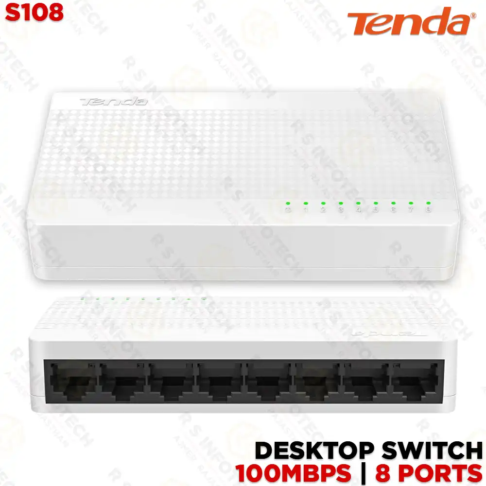 TENDA S108 8 PORT 10/100MBPS FAST ETHERNET DESKTOP SWITCH (3 YEAR)