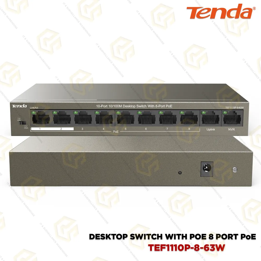 TENDA TEF1110P-8-63W 8+2 100MBPS POE SWITCH (3YEAR)