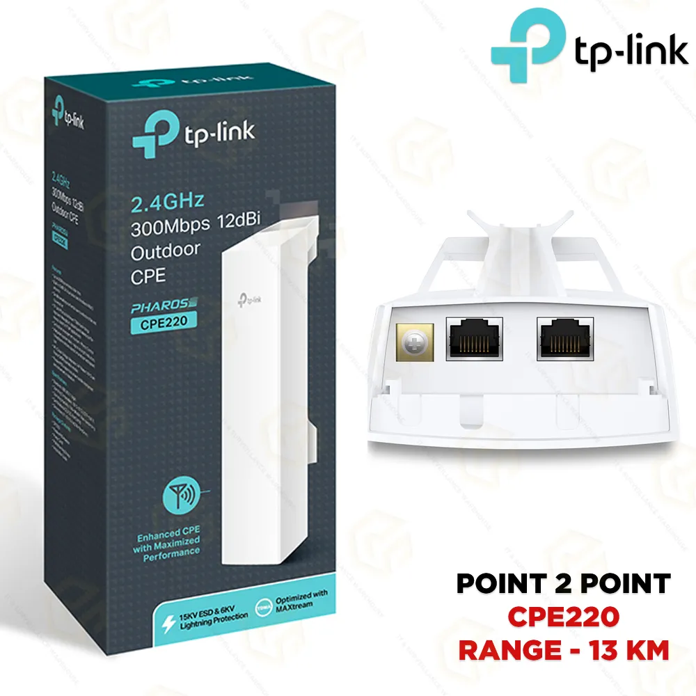 TP-LINK 2.4GHZ 300MBPS 12DB CPE220 UPTO 13KM POINT TO POINT