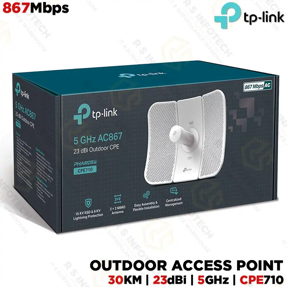 TP-LINK CPE710 AC 5GHZ 867MBPS OUTDOOR 23DBI P2P UP TO 30KM (3YEAR)