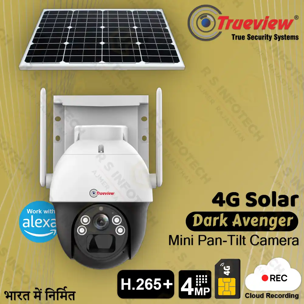 TRUEVIEW T18250-A 4MP 4G SOLAR MINI PAN-TILT CAMERA WITH 18000MAH BATTERY OUTDOOR CAMERA