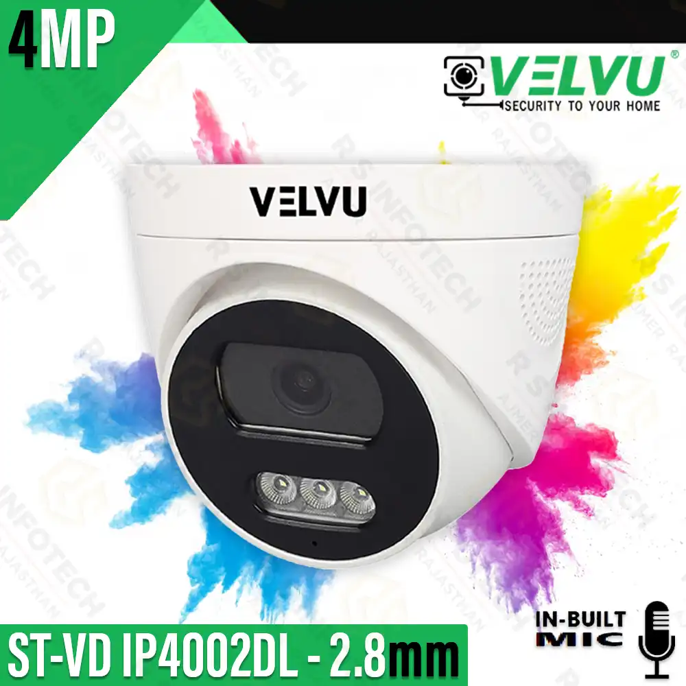VELVU 4002DL 4MP SMART DUAL NIGHT VISION IP DOME WITH BUILT-IN MIC (2.8MM)
