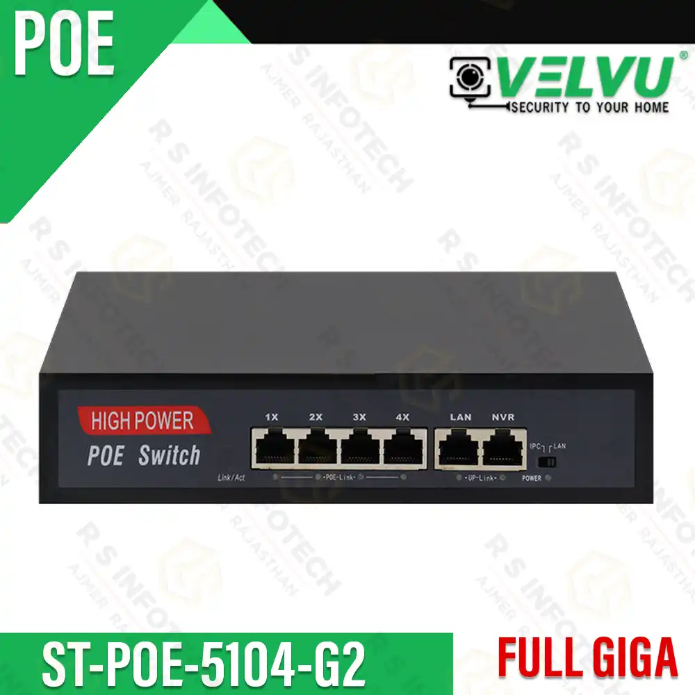 VELVU ST-POE-5104-G2 6-PORT FULL GIGABIT POE SWITCH | 10/100/1000 | 4+2 PORT