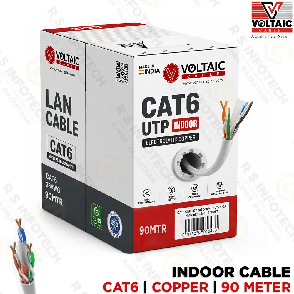 VOLTAIC 90MTR CAT6 INDOOR COPPER CABLE | LAN CABLE UTP COPPER