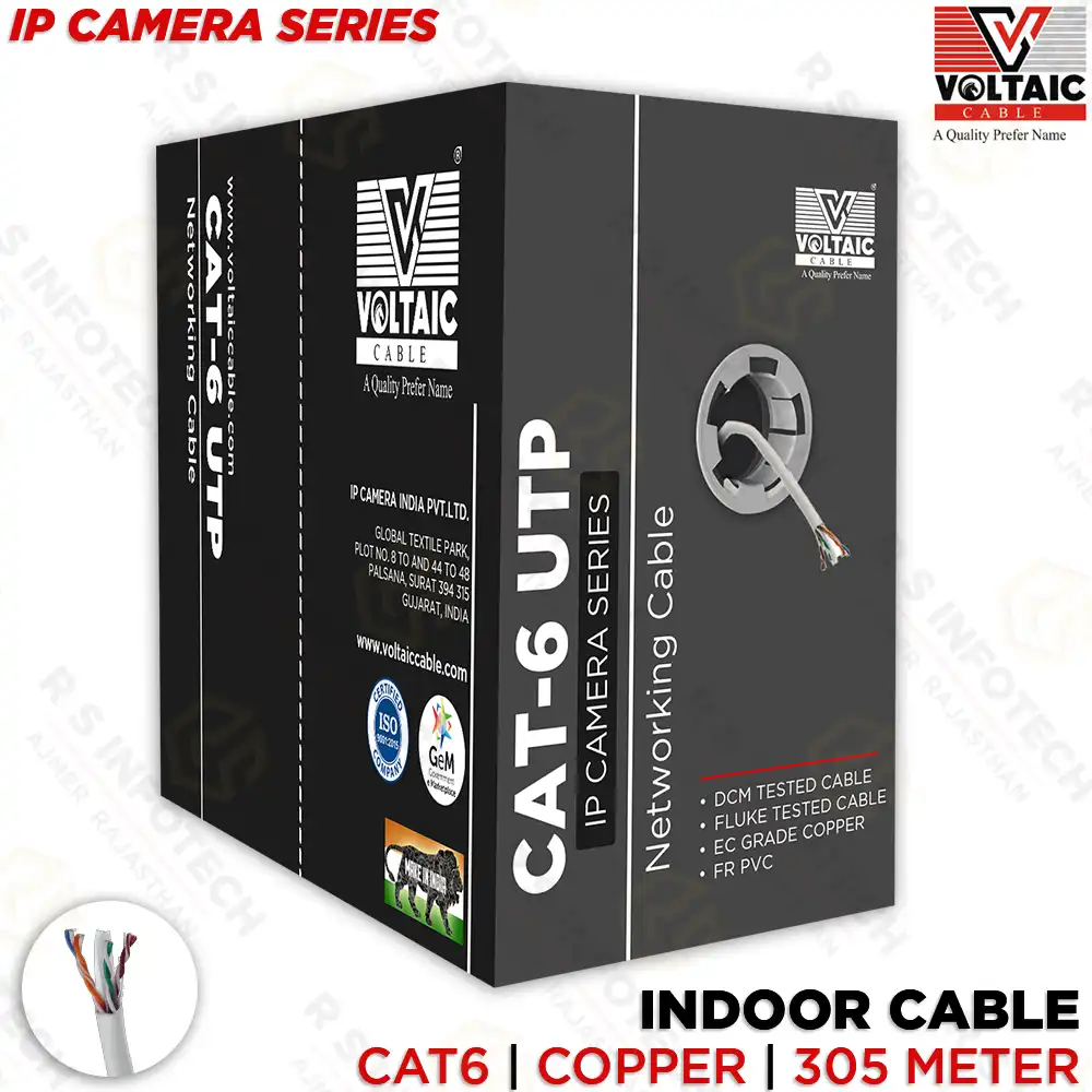 VOLTAIC CAT.6 UTP INDOOR CABLE 305MTR | 24AWG | GUAGE 0.47 | COPPER GRAY COLOR | VC109