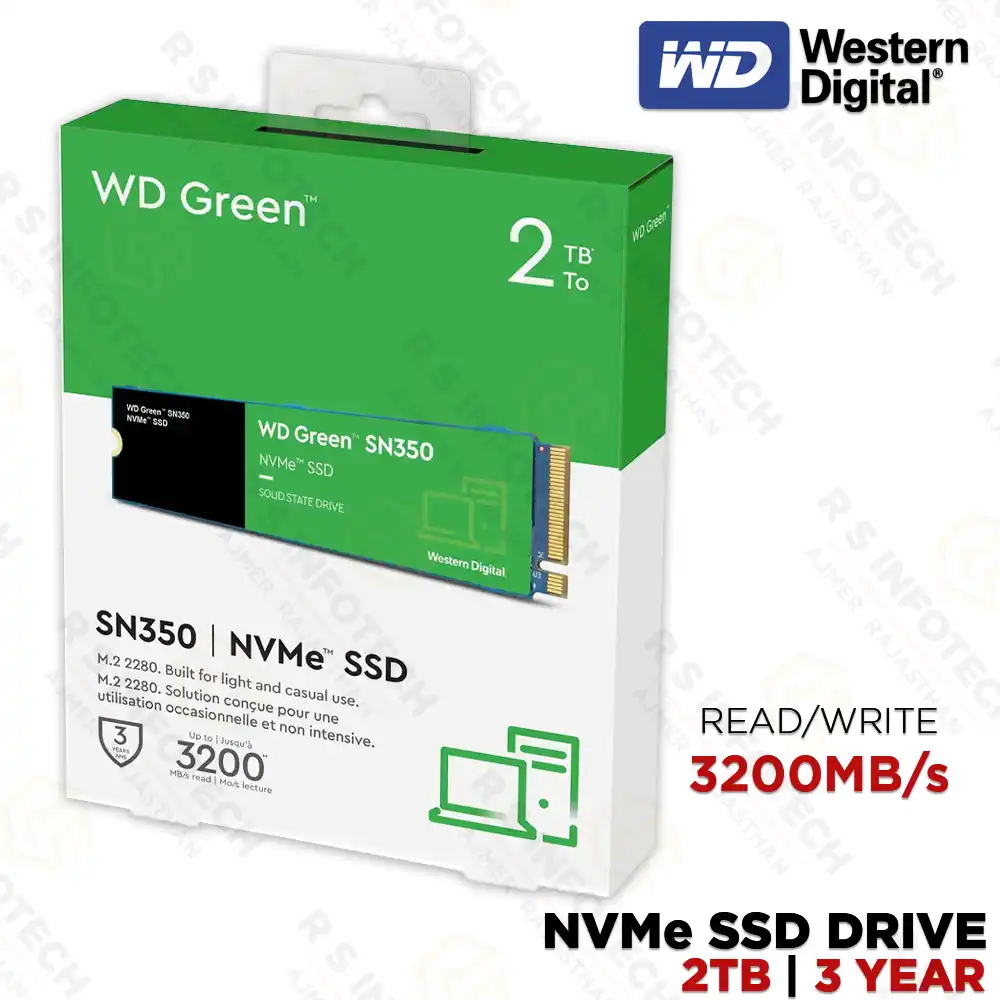 WD GREEN SN350 2TB NVME SSD 3200MB/S | M.2 2280 | PCIE GEN3 X4 (3 YEAR)