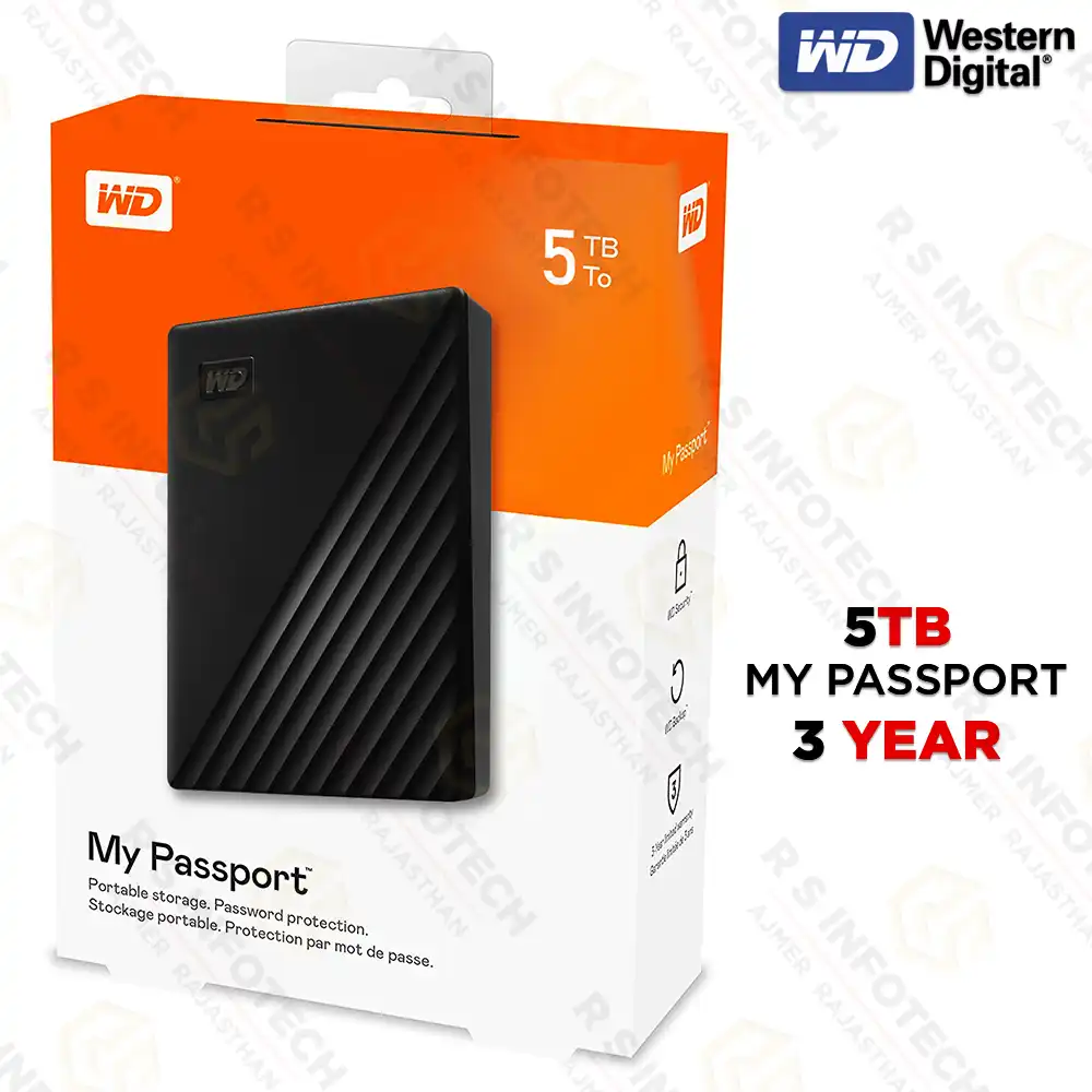 WD MY PASSPORT 5TB EXTERNAL HARD DRIVE | PORTABLE STORAGE | USB 3.2