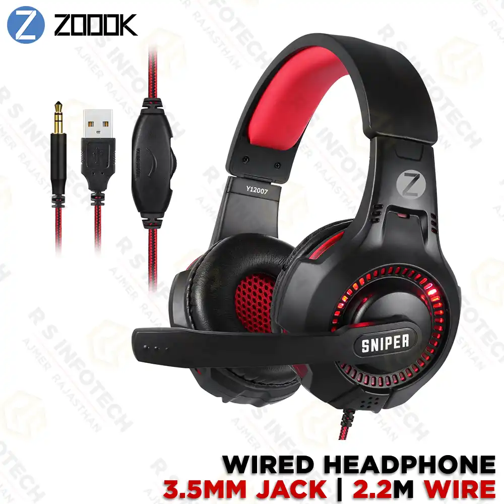 ZOOOK ZK SNIPER GAMING HEADPHONE | RGB LIGHT | MIC | 3.5MM AUDIO + USB POWER