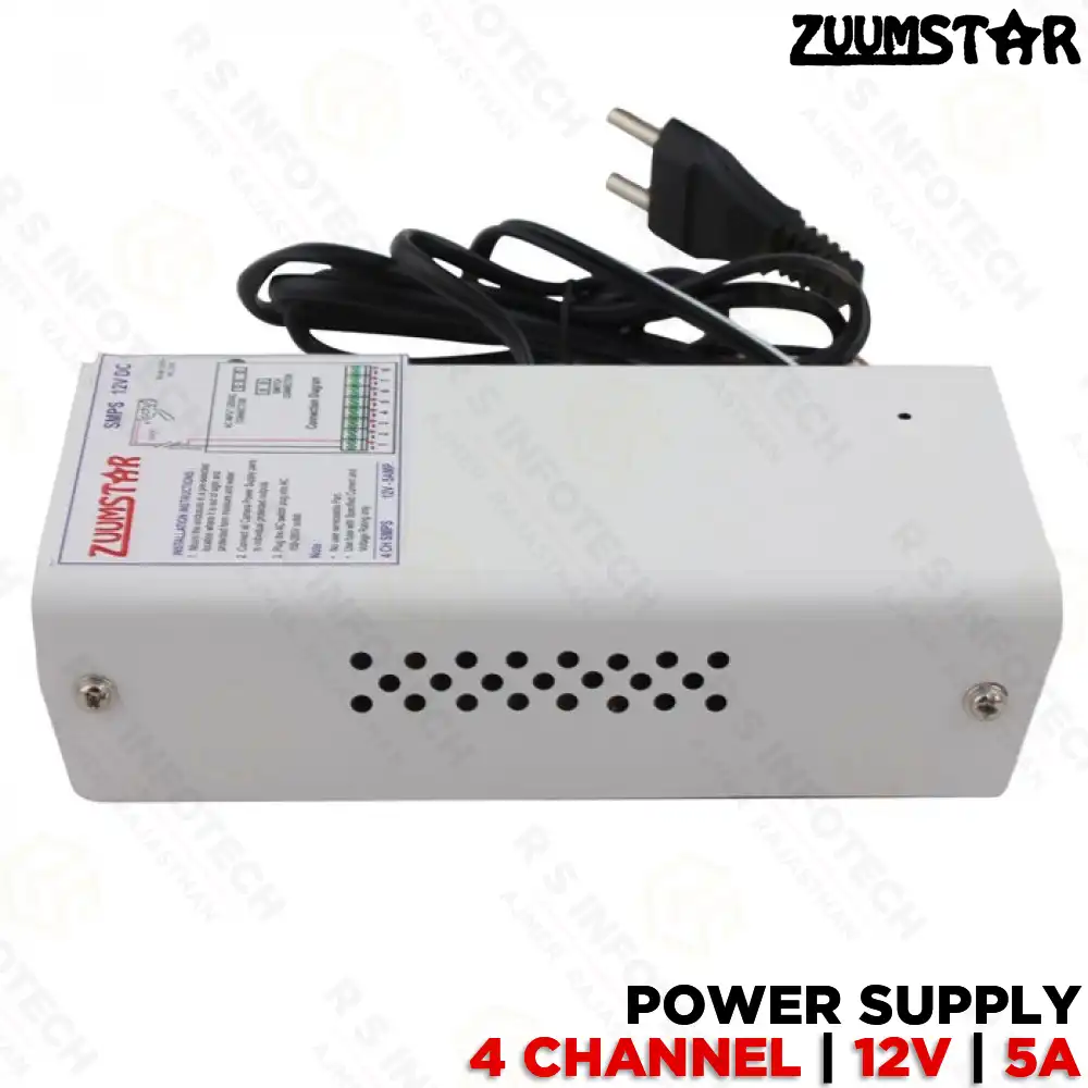 ZUUMSTAR PS-04W 12V/5A 4CH SINGLE OUTPUT SMPS (1 YEAR)
