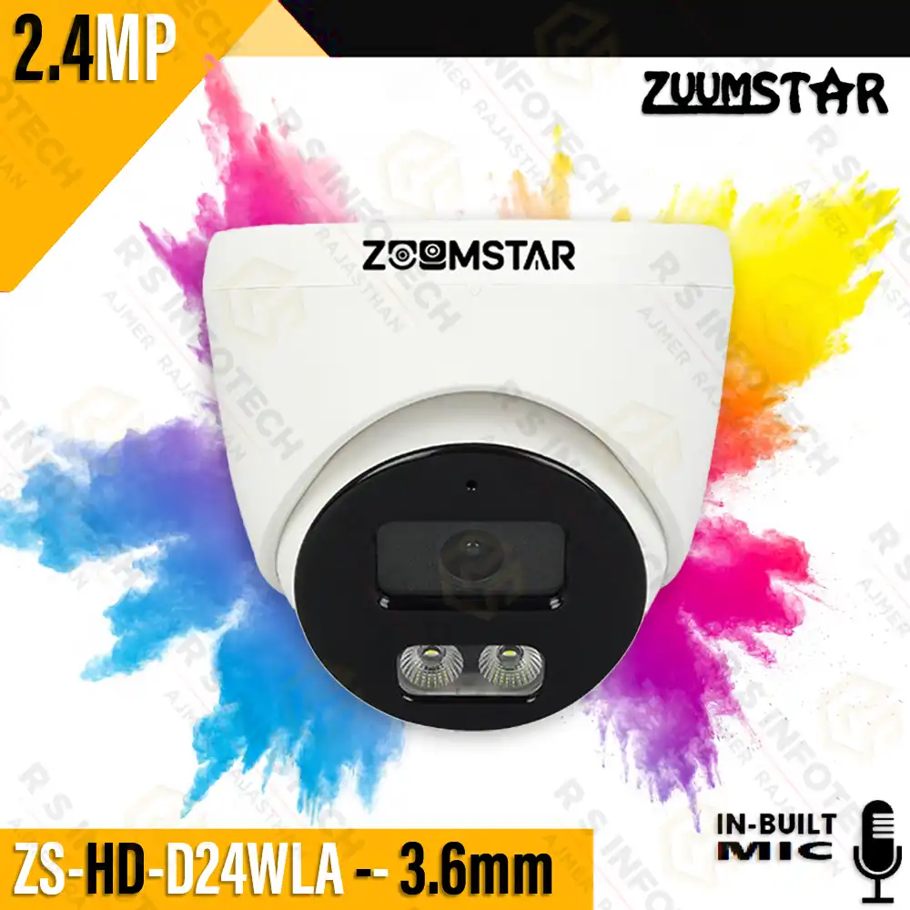 ZUUMSTAR ZS-HD-D24WLA – 2.4MP COLOR & AUDIO HD DOME CAMERA (2 YEAR)